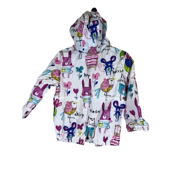 Haxin Cat Raincoat Jacket 2Y White Hoodie Preppy Modern Retro - Picture 8 of 16